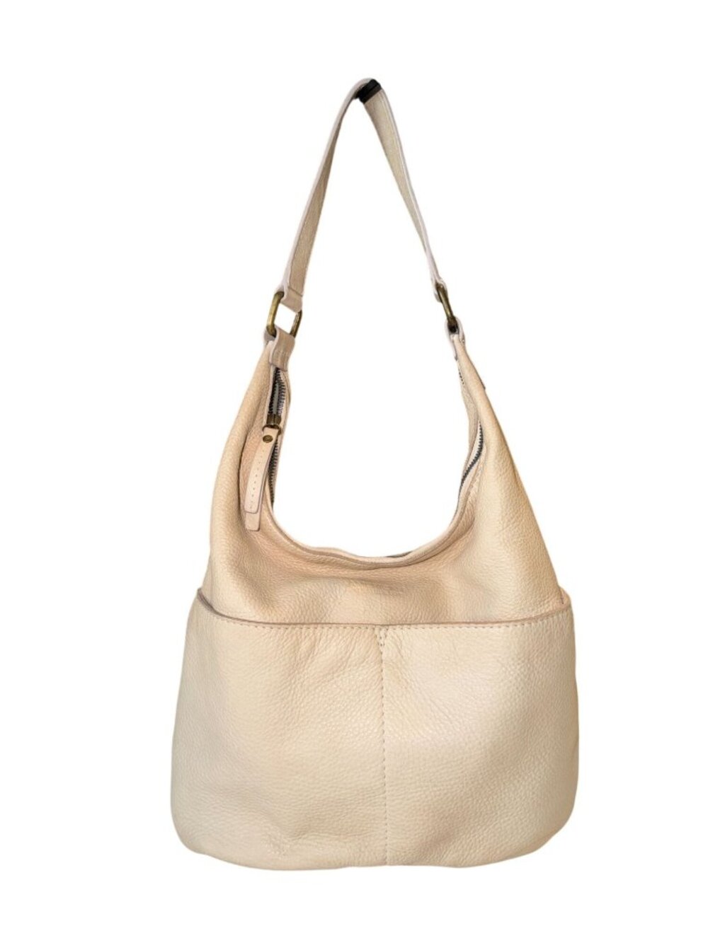 American Leather Carrie Ivory Pebbled Leather Slouchy Hobo Shoulder Bag